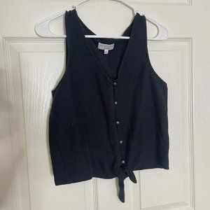 Womens Madewell Texture and thread size medium m black tank top knot button up